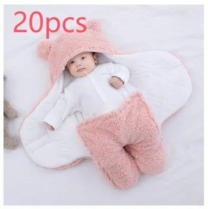 Baby quilted sleeping bag wrapper in cotton blend fabric with polyester cotton filling, shown in one of six colours