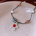 Stone shell beaded flower pendant necklace electroplated alloy clavicle chain 51-60cm gold