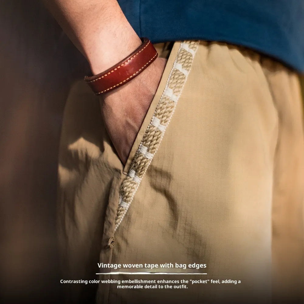 Madden Workwear Mountain quick-drying khaki shorts with large pockets, straight leg, men's casual summer wear