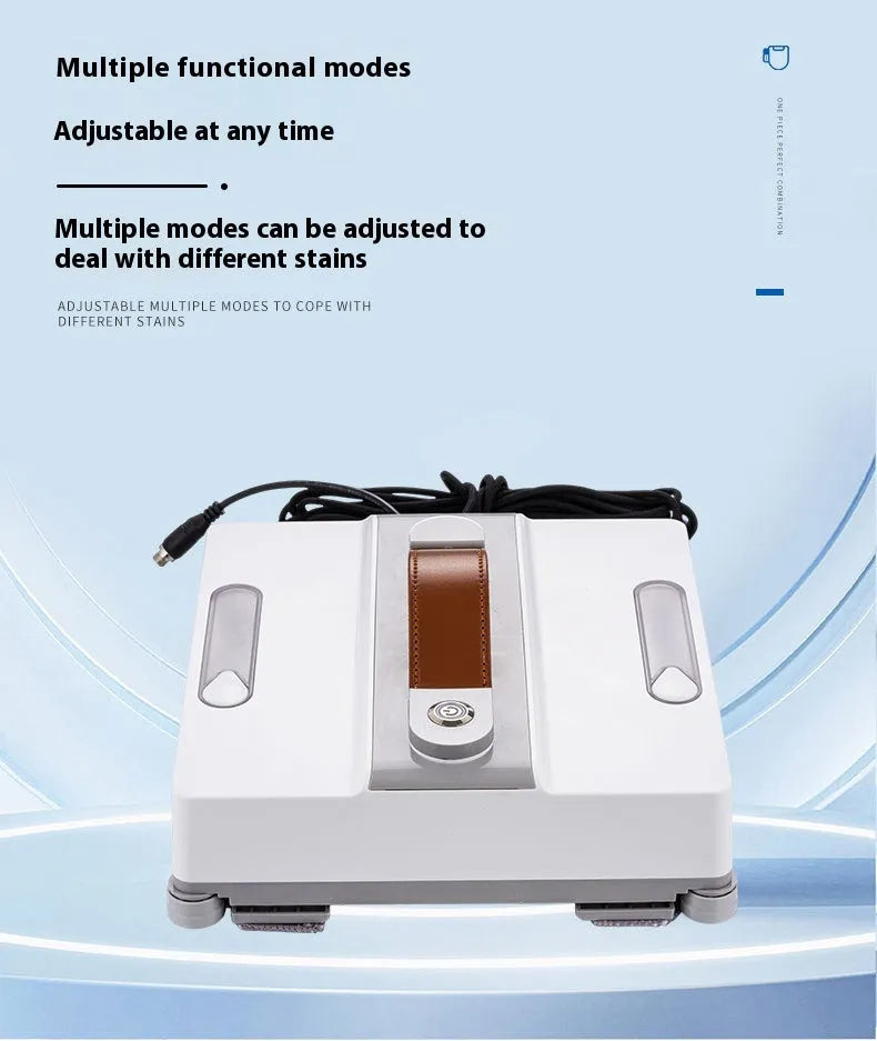 White intelligent window cleaning robot for high-rise buildings with electric motor