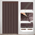 Full seam magnetic door curtain in New Chinese style Oxford cloth coffee vertical stripe pattern for doorway insulation
