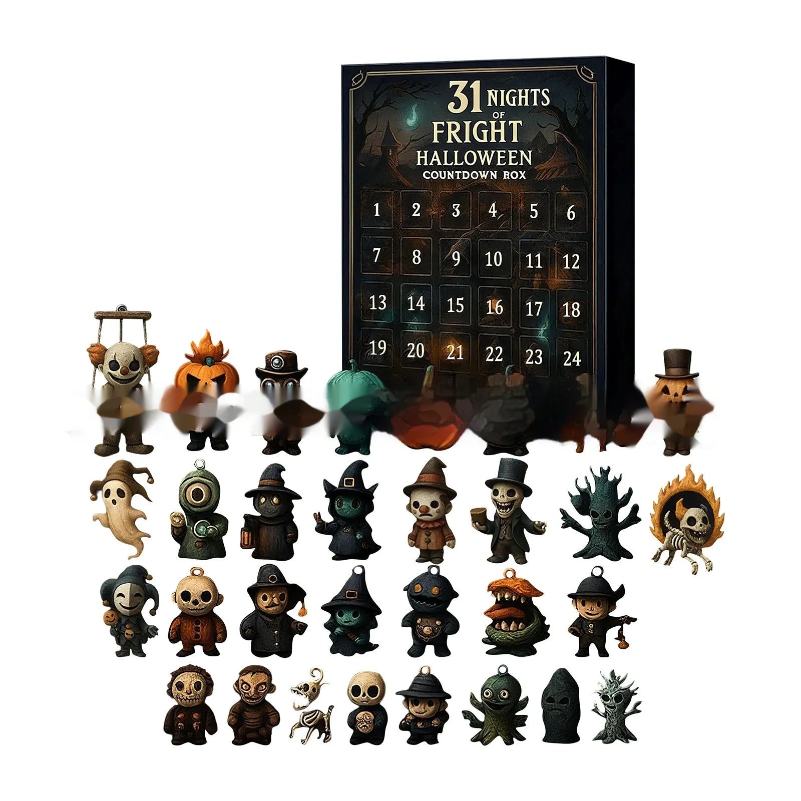 Halloween horror advent countdown box with blind box format and doll element