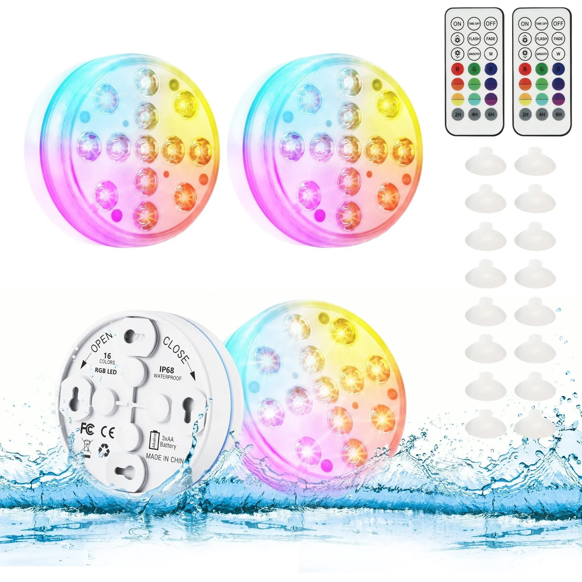 Remote control and white ABS colour changing diving light with IP68 rating for garden ponds.