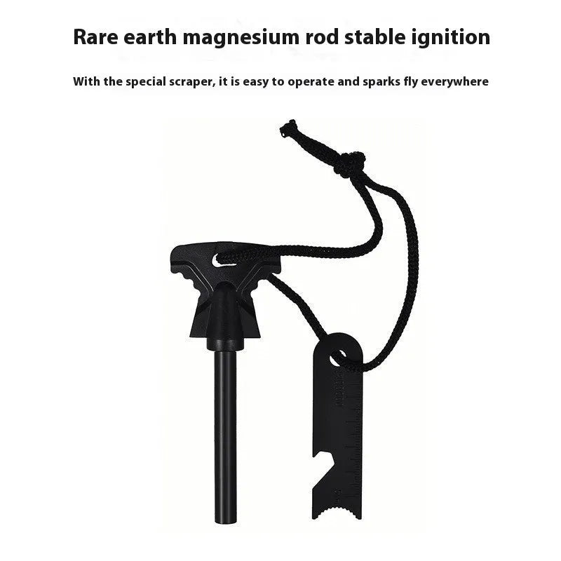 Butterfly-shaped stainless steel survival tool with integrated firestarter and bottle opener
