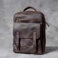 Retro crazy horse leather backpack first layer cowhide dark coffee colour with multiple pockets