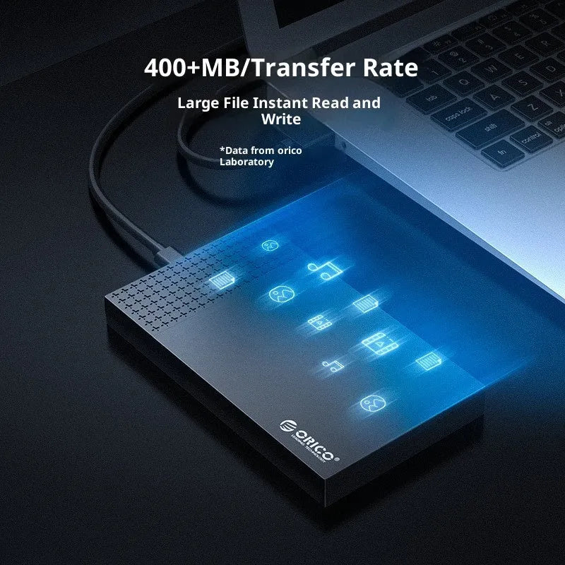Black ABS plastic 25-inch Type-C external hard disk enclosure with USB 3.1