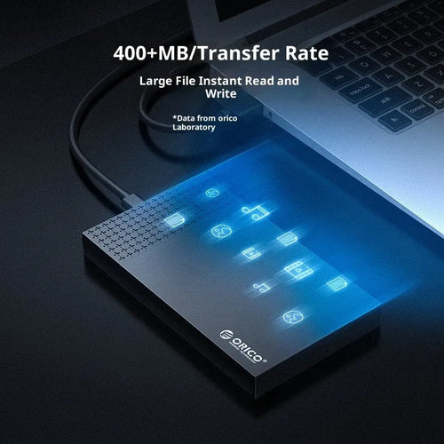 Black ABS plastic 25-inch Type-C external hard disk enclosure with USB 3.1