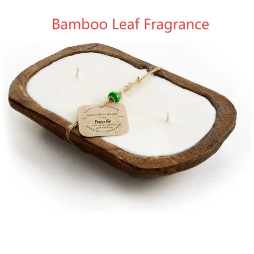 Lavender wooden basin aromatherapy candle with three wicks, soy wax, 230g net content.