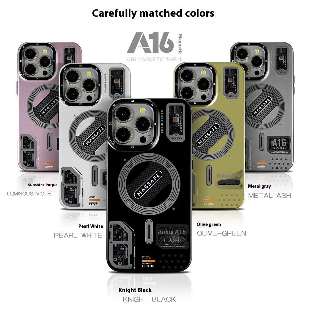 Frosted magnetic suction phone case for Apple iPhone 12 Pro, 13 Pro, 14 Plus, 15 Pro Max, drop-resistant, in Knight Black