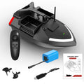 V020 model remote control fishing boat with GPS antenna showing 49cm length and black or luminous yellow colour options