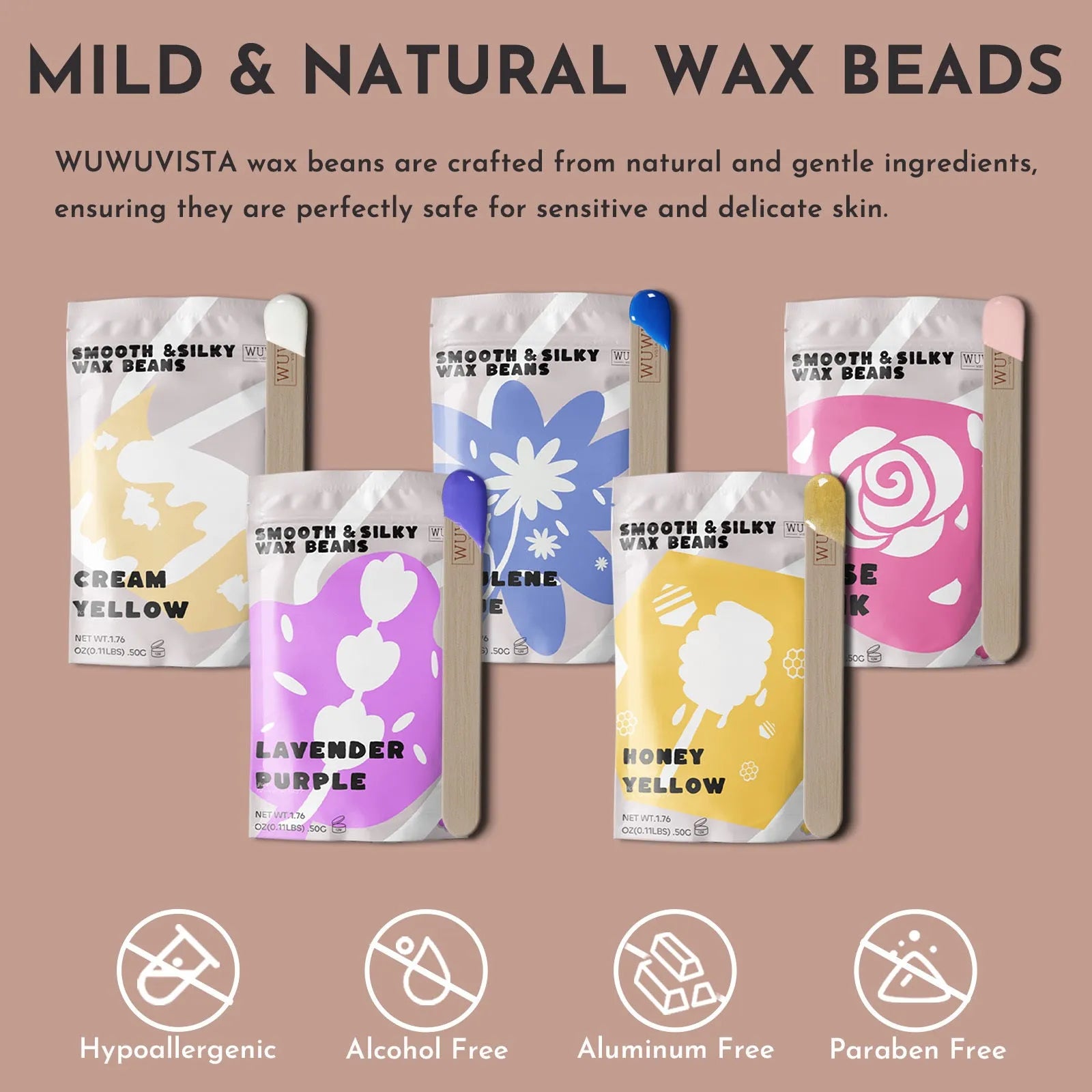 Professional 52-piece waxing kit with wax warmer, hard wax beans, application sticks and post-treatment products