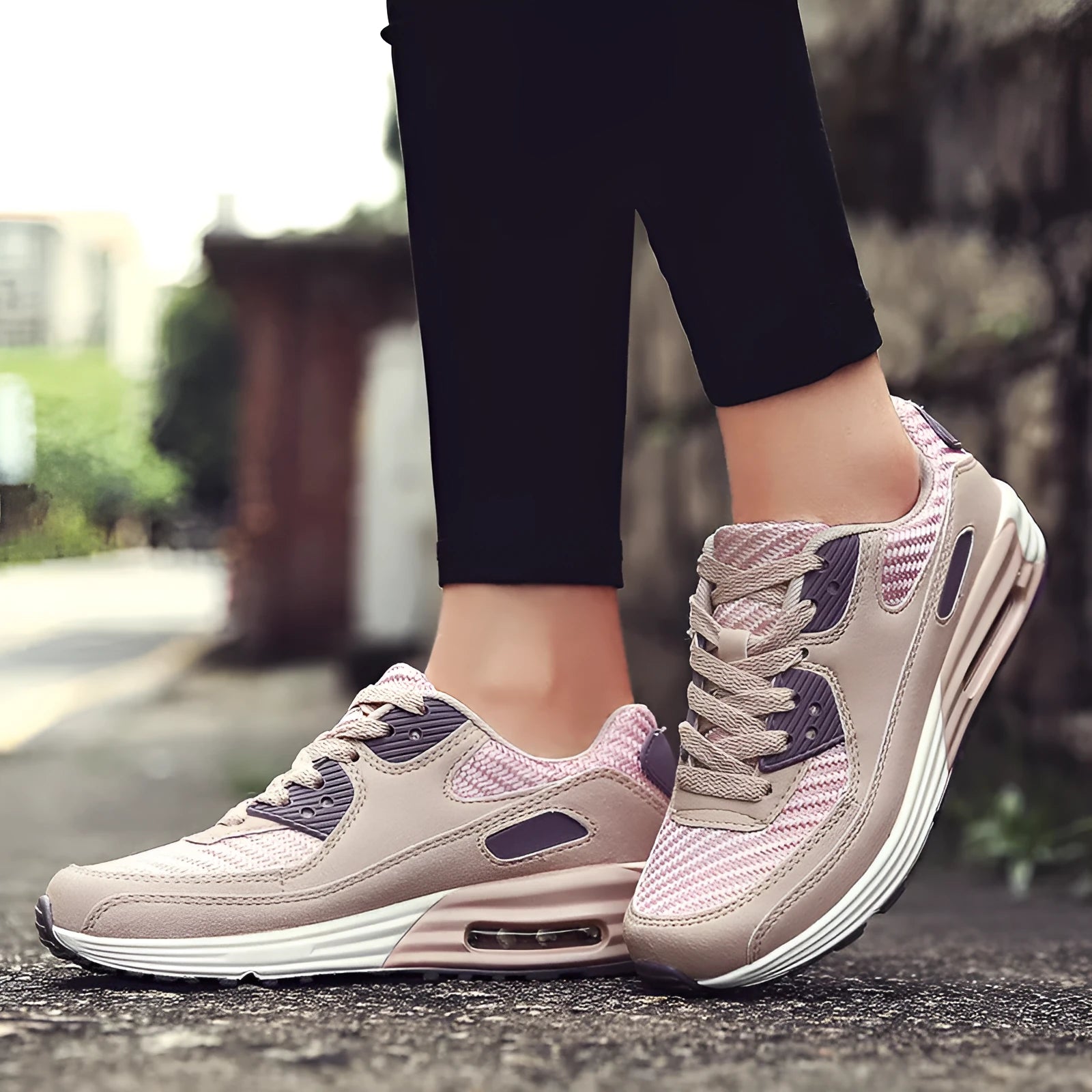 Women's casual slip-on shoes with 3.5cm block heel in beige orange, grey, and pink purple colour options
