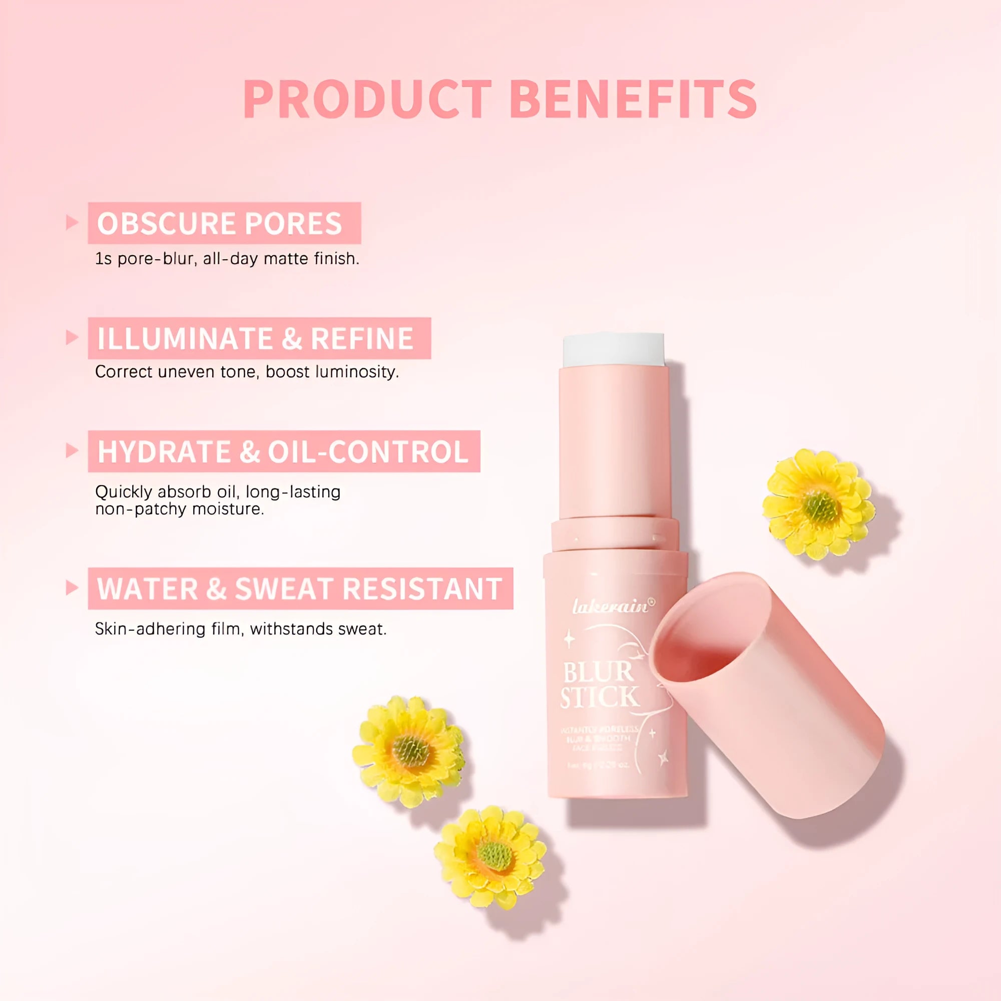 Lakerain pore invisible stick matte primer with brightening and moisturising properties for smooth skin base