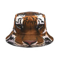 Tiger Pattern Bucket Hat European and American Outdoor Sun Protection Cap Khaki Tiger Black Tiger Dome Crown M 56-58cm Polyester Four Seasons Retro Style Unisex