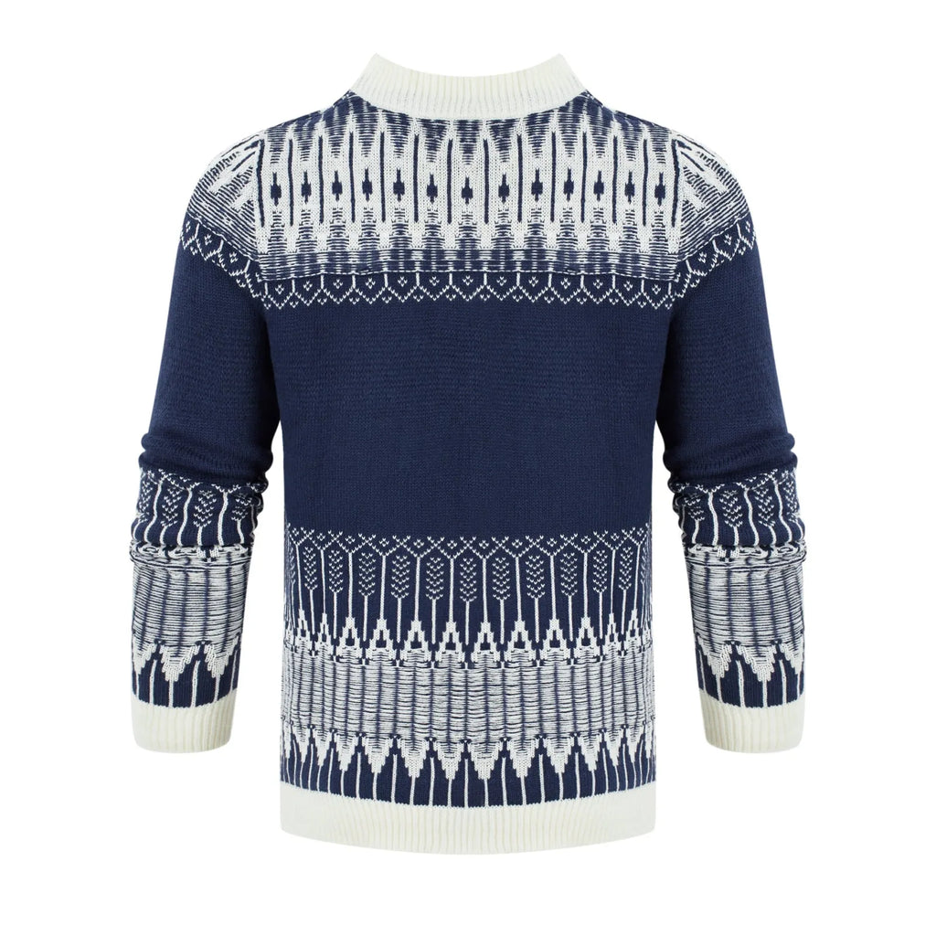 Men's knitted crew neck sweater with long sleeves in multiple size options