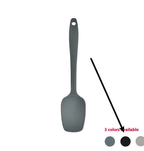 12 piece silicone kitchenware set with rotating storage bucket containing ladle spatula and clips