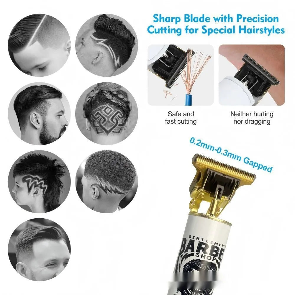USB rechargeable hair clipper with stainless steel cutter head and four guide combs
