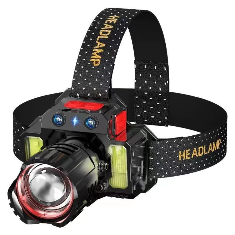 Wave Outdoor multi-function head-mounted zoomable sensor headlamp for hiking camping and emergency use