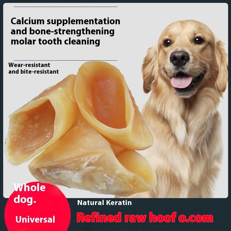 Natural tan cowhide hoof shell dog chew for small and large breeds