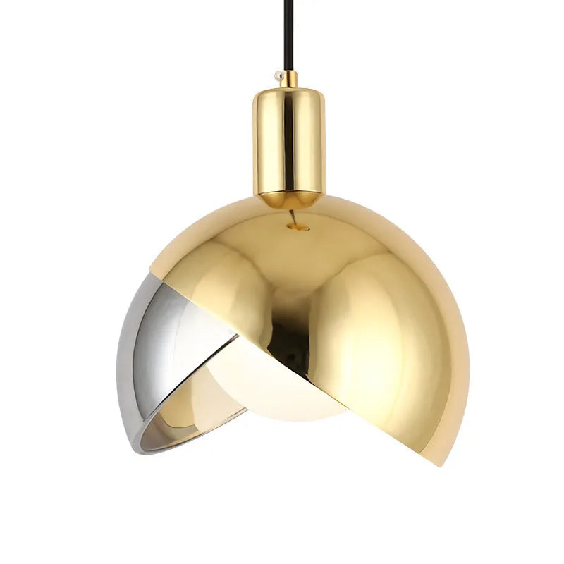 Simple dining-room droplight with gold stitching, 20cm, warm LED, iron construction, champagne gold finish