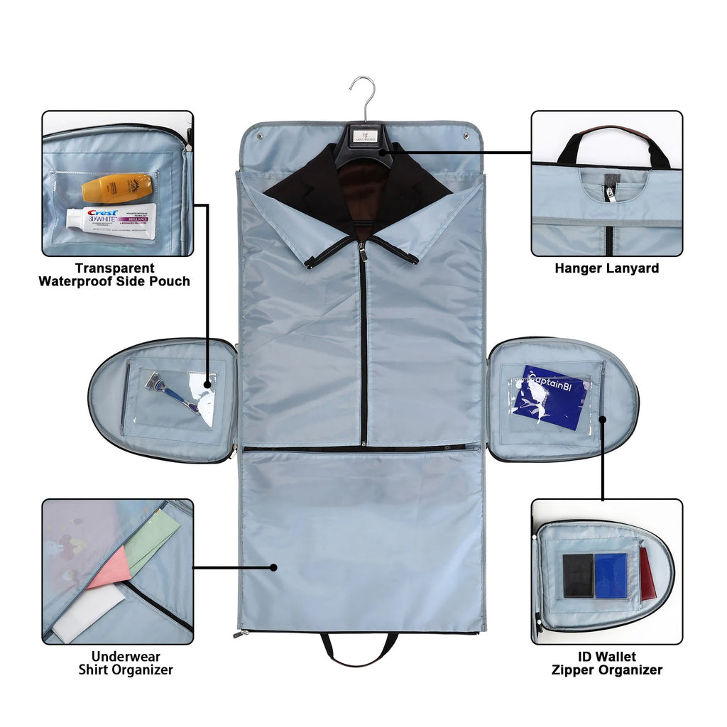 Folding duffel bag with 36-55L capacity in Oxford cloth, shown in dark blue colour.