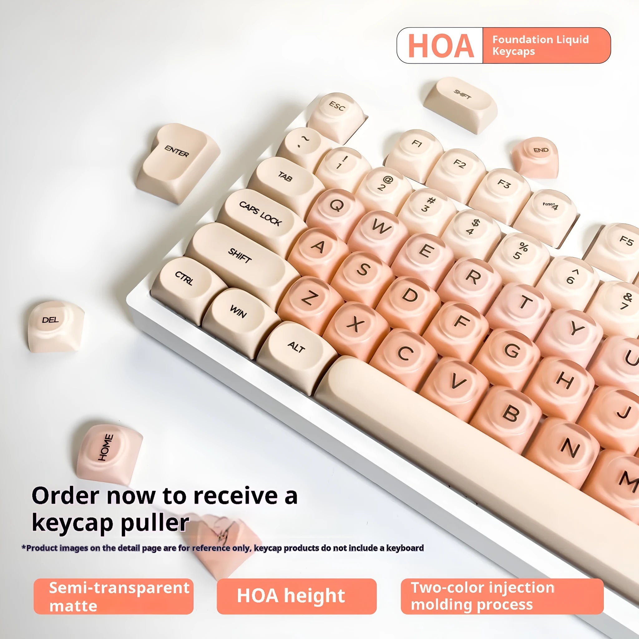 Boxed small full set plastic mechanical keyboard keycaps with UV print OEM height Russian root – liquid foundation colour