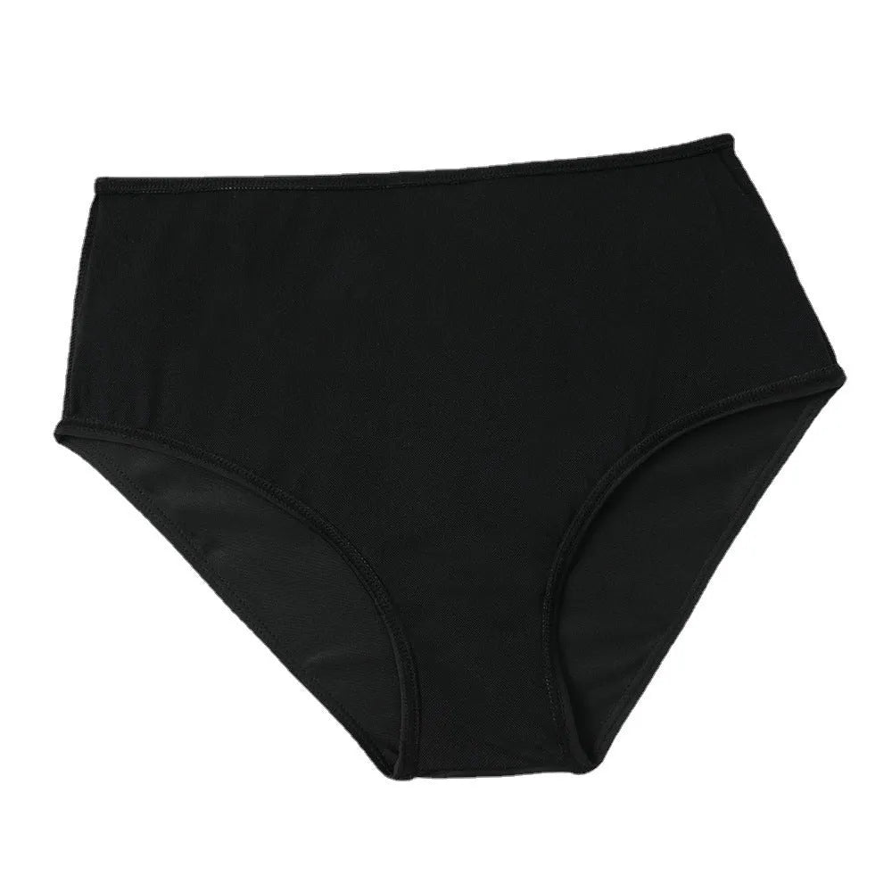 High-waist double-layer swimsuit with floral coconut tree patterns in black colour options