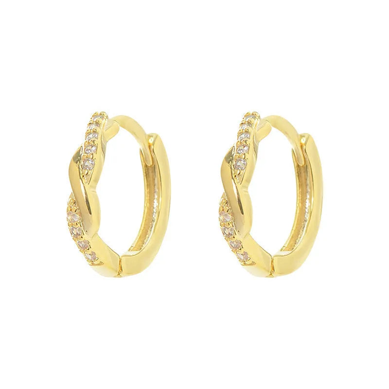 Geometric hemp rope earclip earrings with interwoven design in gold or silver colour options
