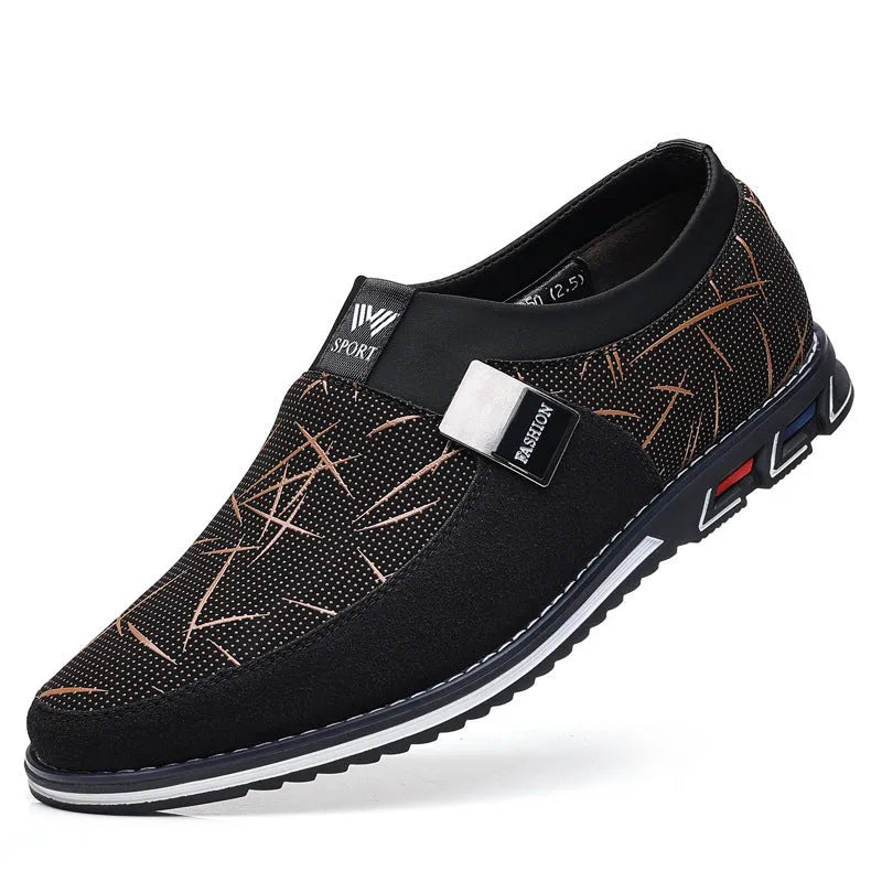 Men's casual flat low-top synthetic leather shoes in a colour option, rubber sole, square toe, low heel 1-3cm