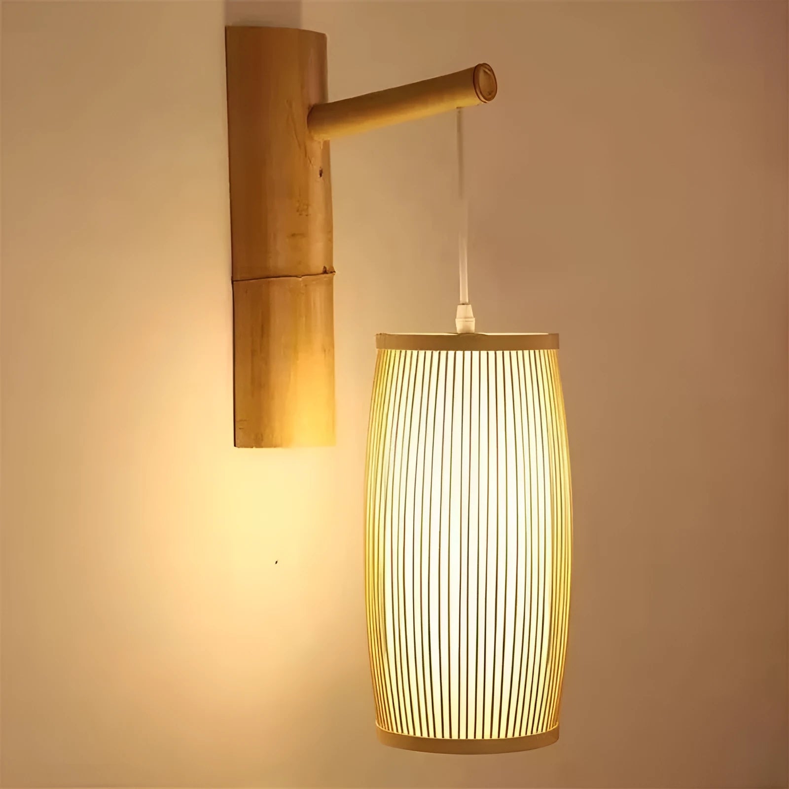 Natural bamboo woven plait decorative lamp with E27 holder for hallway and bedroom lighting