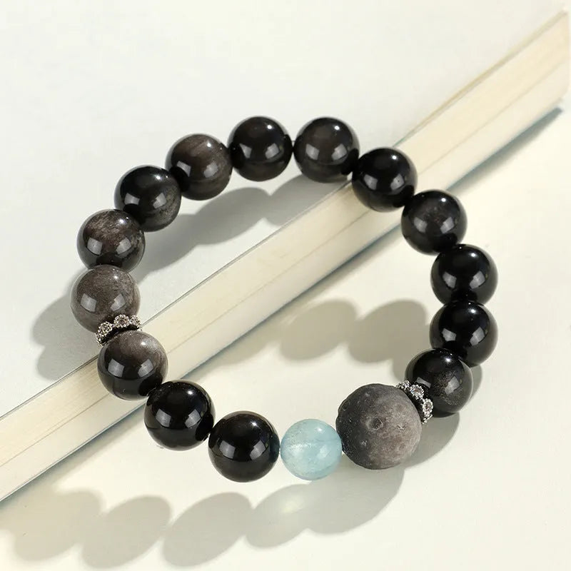 Silver Stone Fox crystal beaded bracelet with diamond-shaped beads and electroplating finish for women