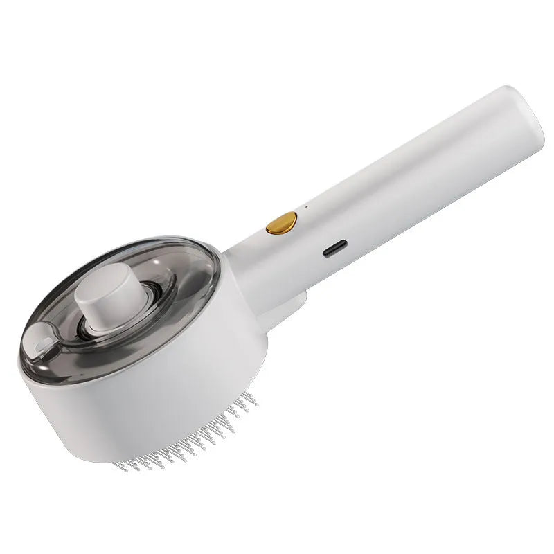 Electric pet hair remover brush with UVC sterilisation and mist spray for dogs and cats in Ceramic White