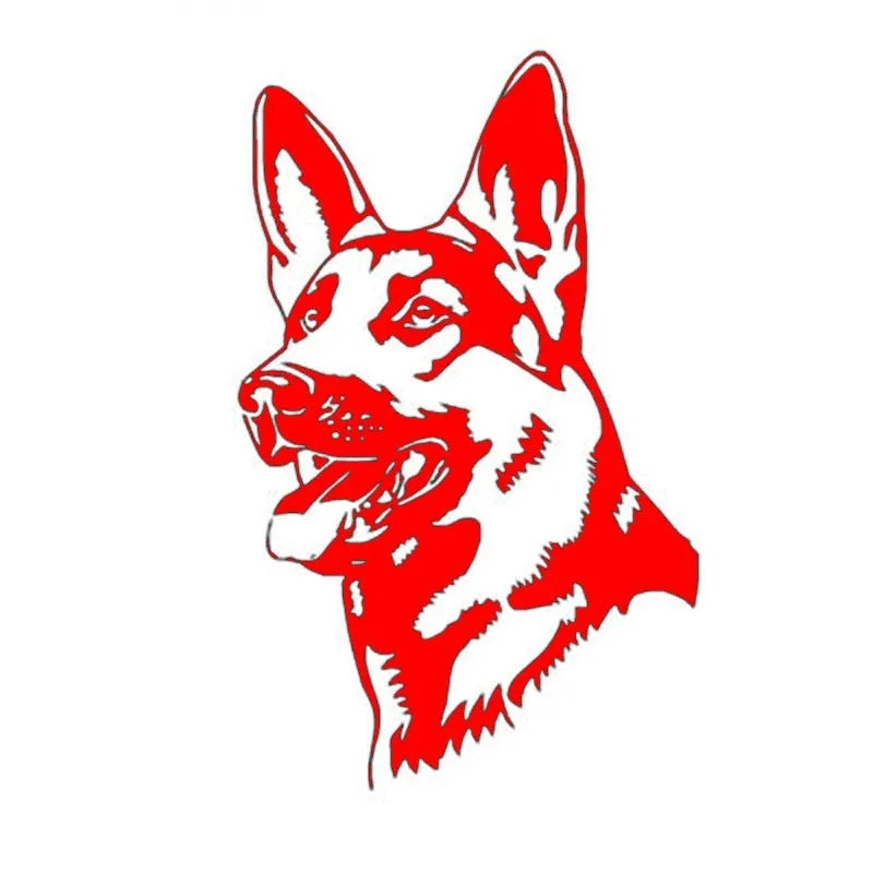 Reflective Alsace Shepherd dog car bumper sticker measuring 13x8 cm