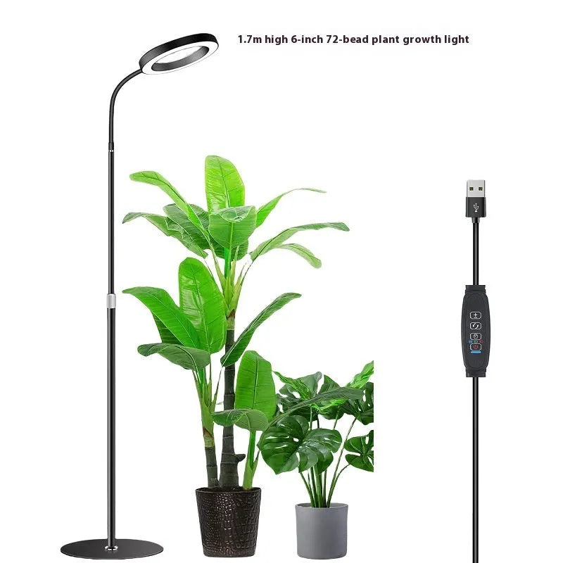 6-inch Angel Ring plant grow light on retractable floor stand with aluminium alloy construction