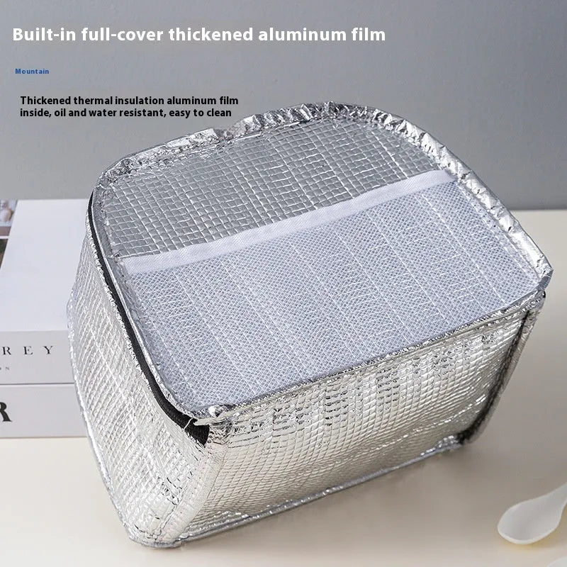 Insulated textured cloth lunch box bag in sapphire blue colour with large capacity