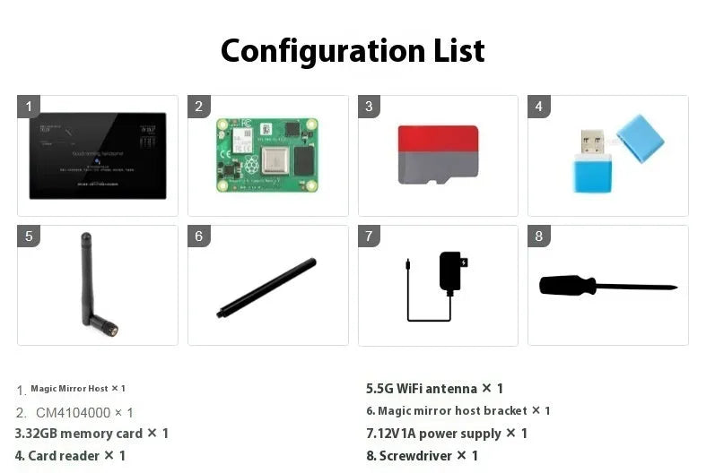 13.3-inch smart mirror display with touch screen for Raspberry Pi CM4 voice assistant integration