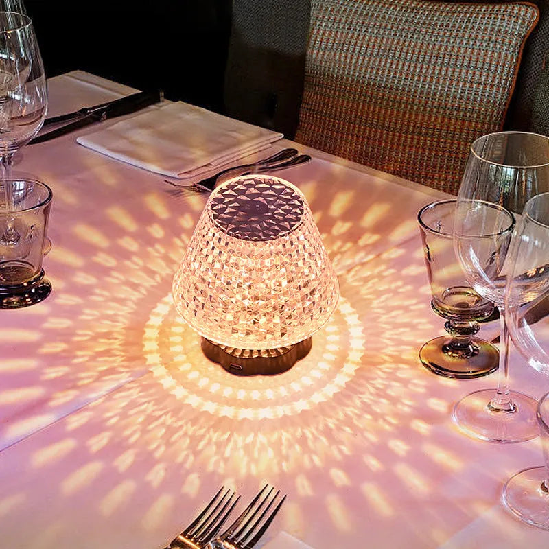 Diamond crystal touch sensor table lamp with USB charging, 3 colour options, 8.5cm diameter