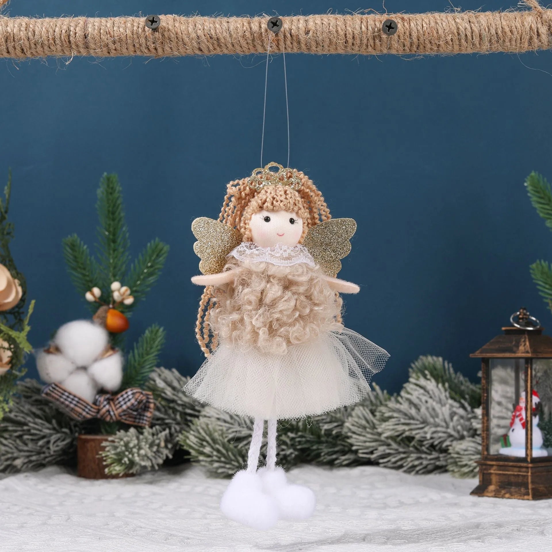 Christmas angel fabric pendant hair accessory for girls' high ponytails in cartoon style