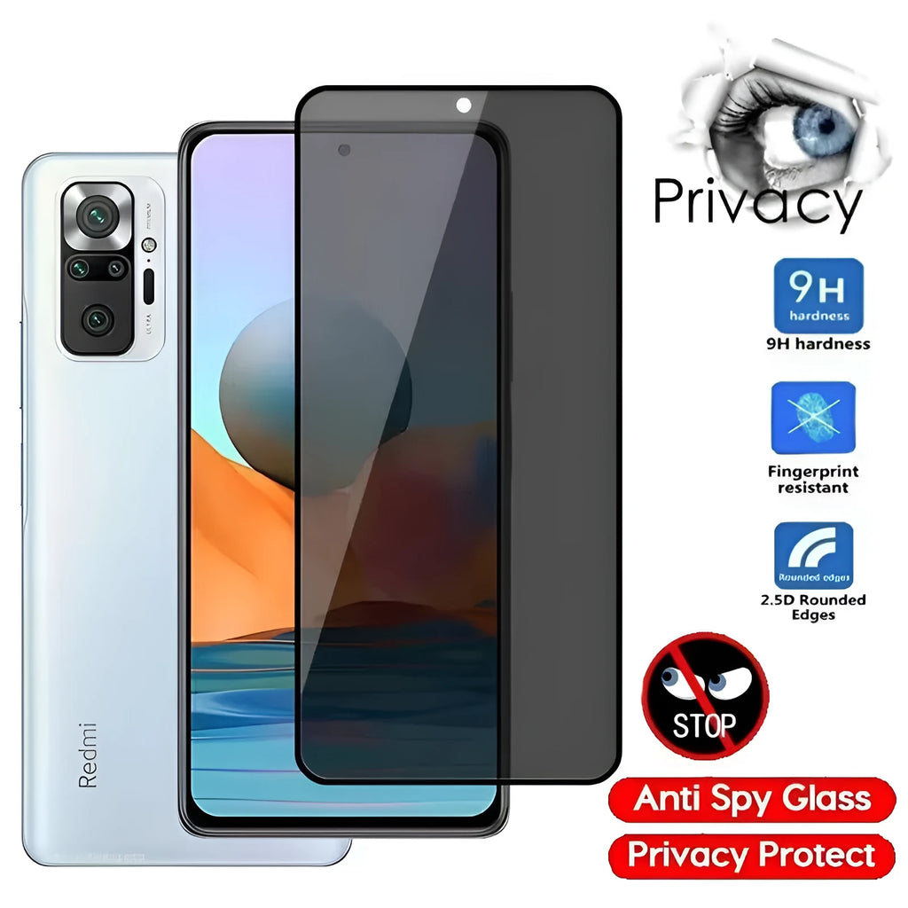 Anti-spy minimalist screen protector for Xiaomi Poco and Redmi Note mobile phones.