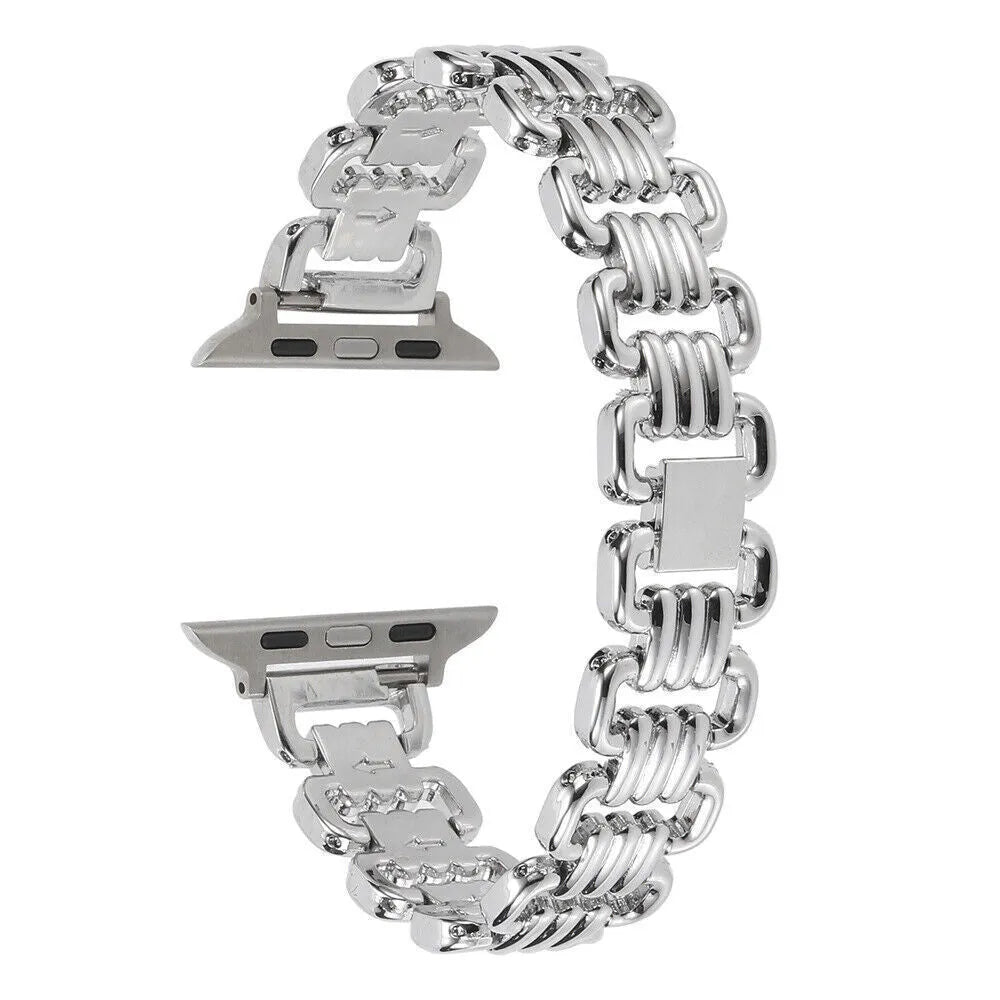 Alloy metal Apple Watch replacement bracelet in silver, black, gold, rose gold and starlight colours for 38mm to 49mm models