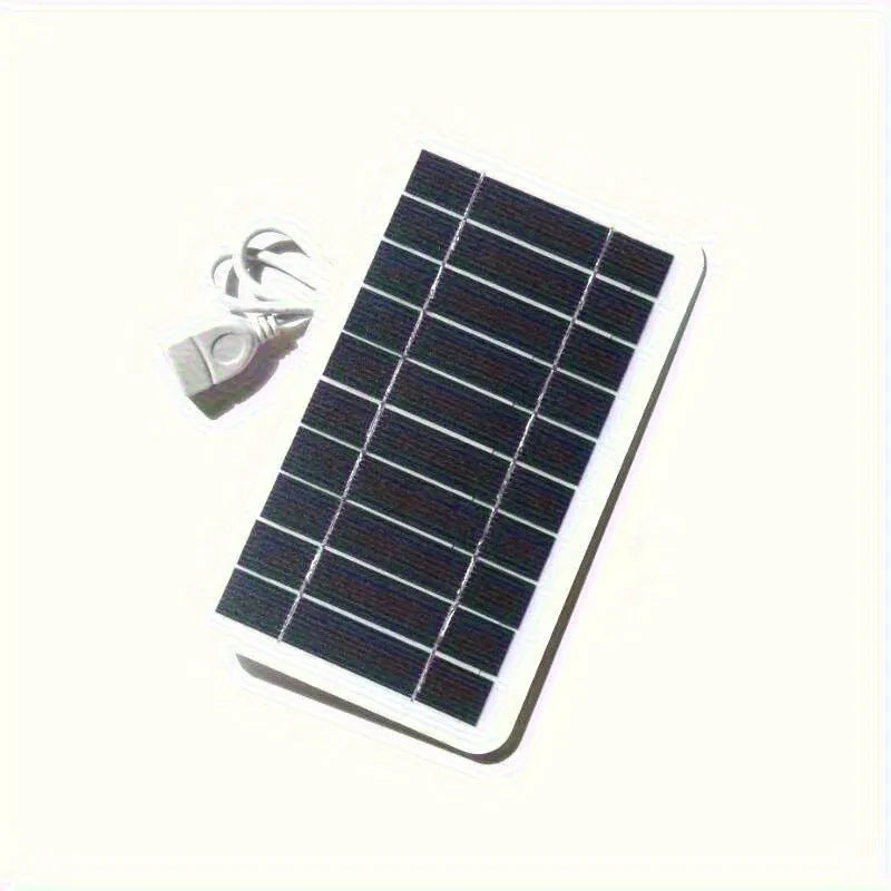 2W 5V portable solar panel charger with USB output, 157x94mm size, polycrystalline silicon and EVA lamination