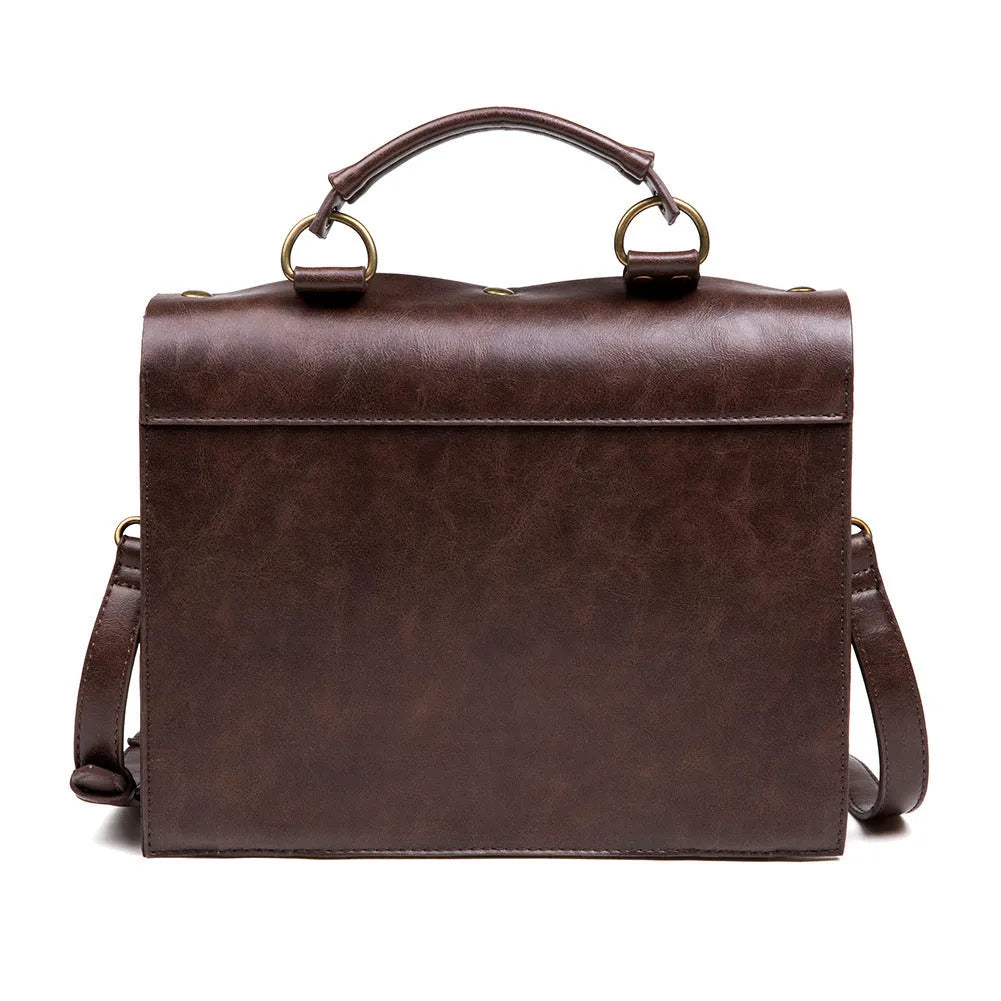 Bronze steampunk industrial retro style PU leather shoulder bag with pillow bag shape