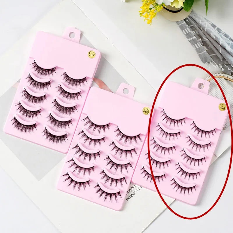 5 pairs anime manga lashes false eyelashes in natural wispy style with plastic black band