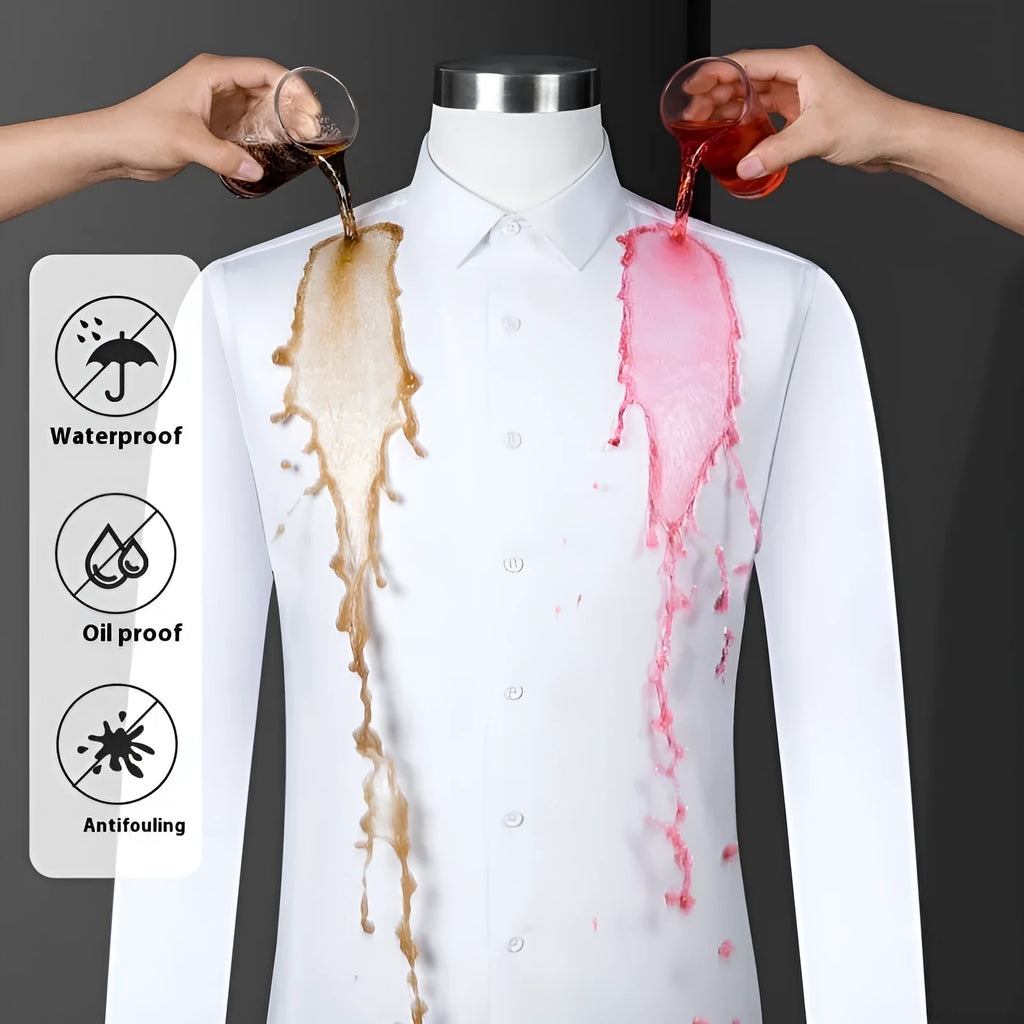 Men's bamboo fibre business shirt in slim fit with square collar, available in solid colours