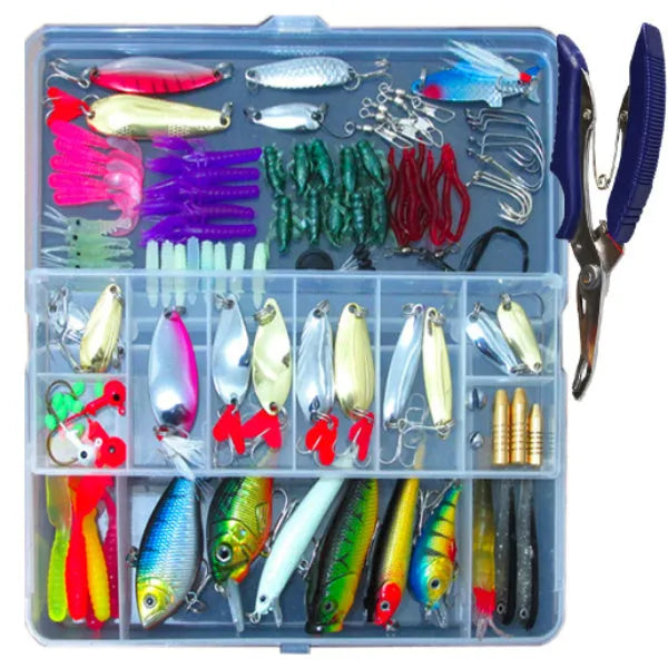 132-piece fishing bait lure set with multi-function swimming layer lures and soft bait fishhooks in rose red treasure colour