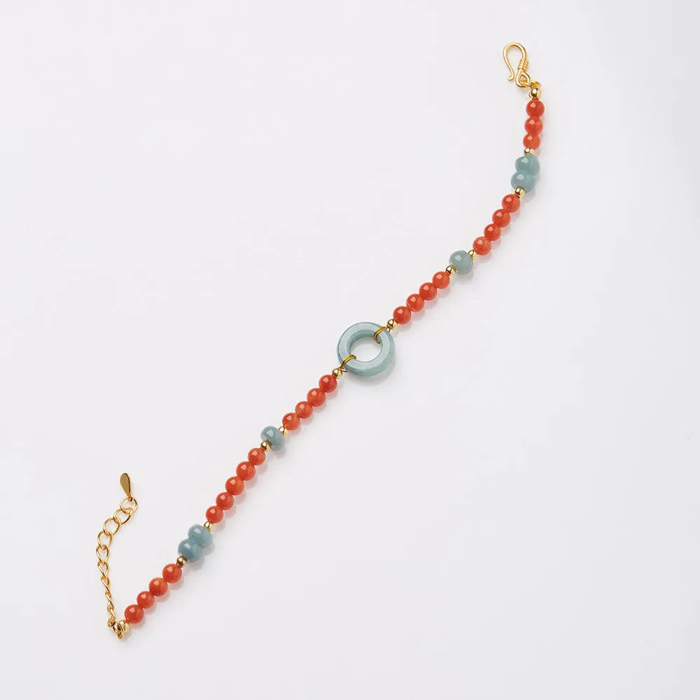 Natural South Red agate bracelet for women with 4mm beads, adjustable 15.5-18cm, Chinese style