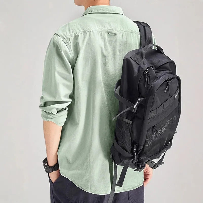 Men's loose fit long sleeve cardigan shirt in light gray, black, khaki, and green polyester fabric