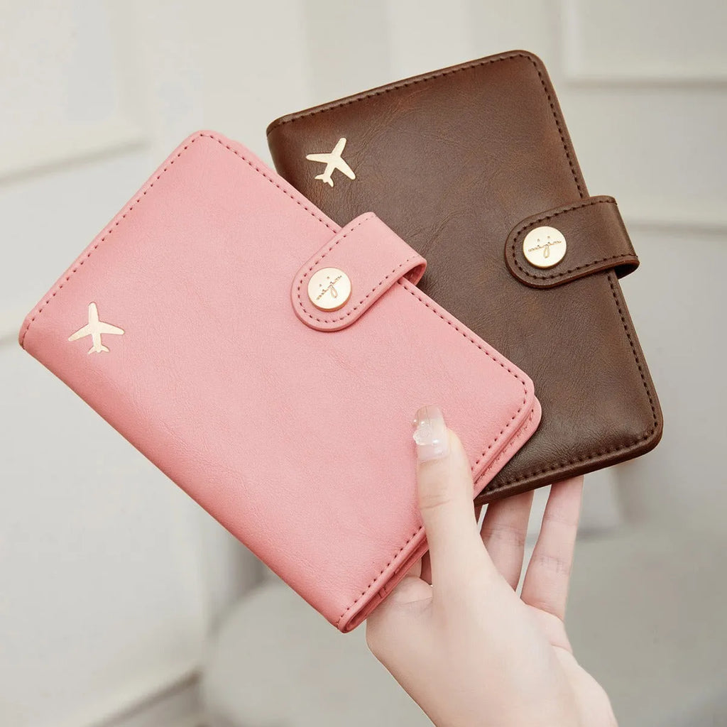 Multifunctional passport holder bag with aircraft pattern sewing line detail, available in multiple colours