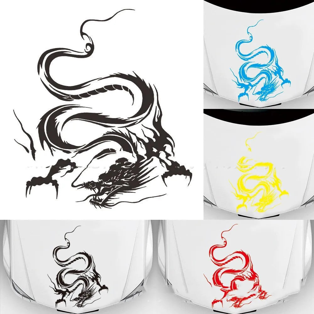 PET car body sticker with dragon design 50x36cm front end decal in matte gold
