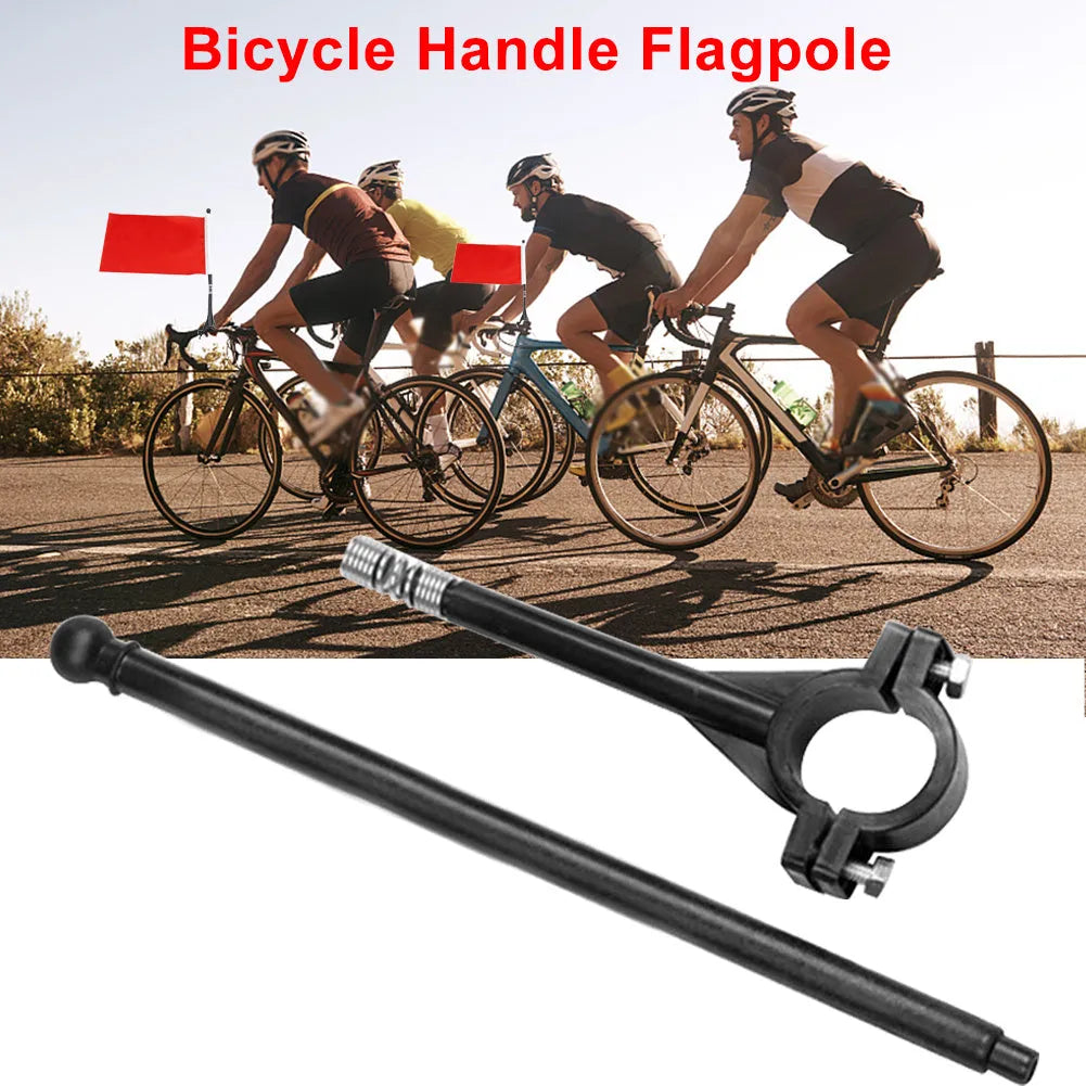Handlebar flagpole with plastic pole and square polyester flag for bicycle and motorcycle attachment